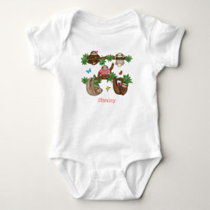 Stanley Sloth personalised pink baby bodysuit