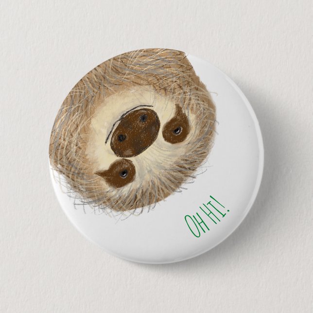 Stanley sloth personalised round badge 2 inch round button (Front)