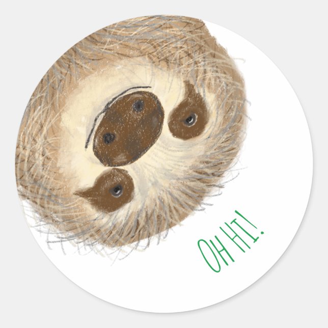 Stanley sloth personalized round stickers (Front)
