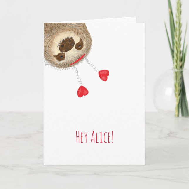 Stanley sloth personnifié carte Valentine (Devant)