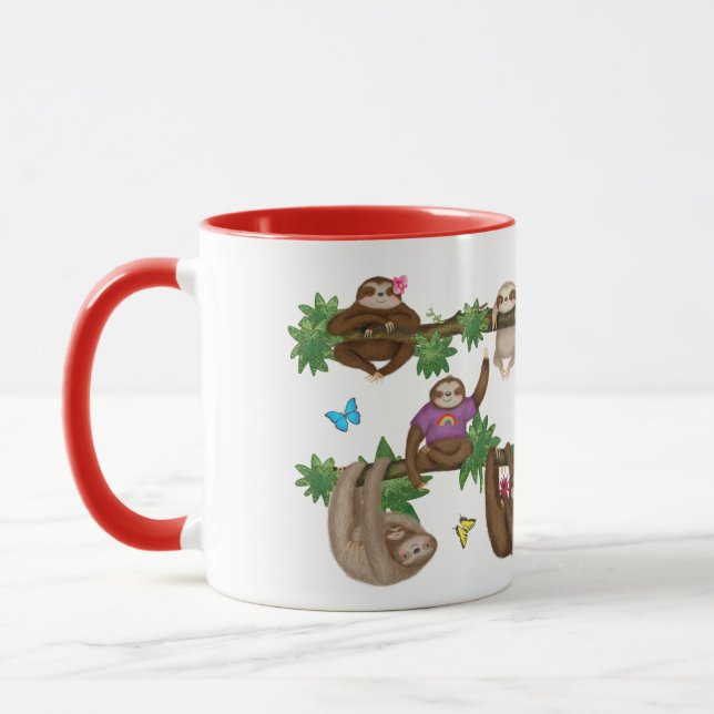 Stanley Sloth purple 'enjoying a lazy cuppa' mug (Left)