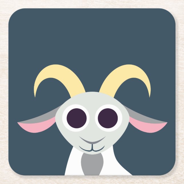 Stanley the Goat Square Paper Coaster (Front)