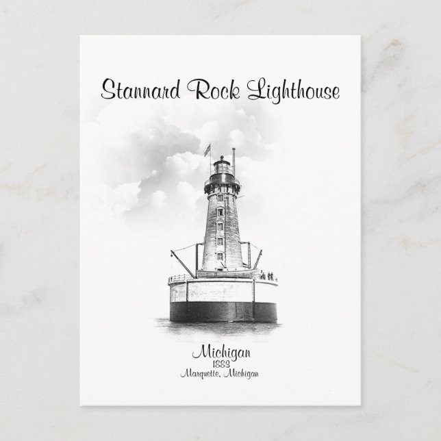 Stannard Rock Lighthouse - Michigan Postcard (Front)