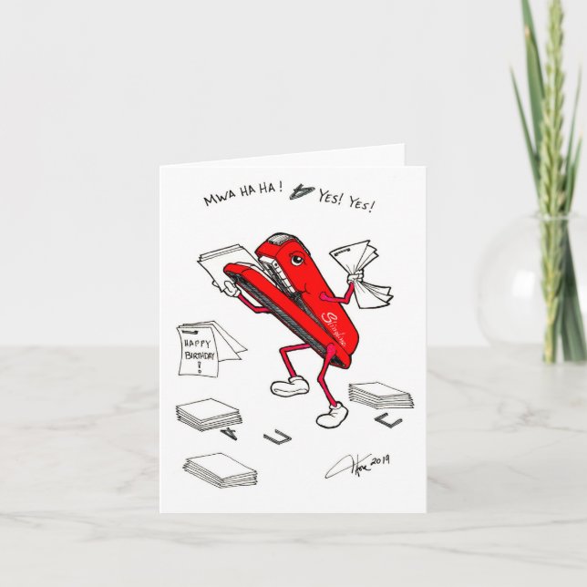 Stapler in a Paper Warehouse birthday card (Front)