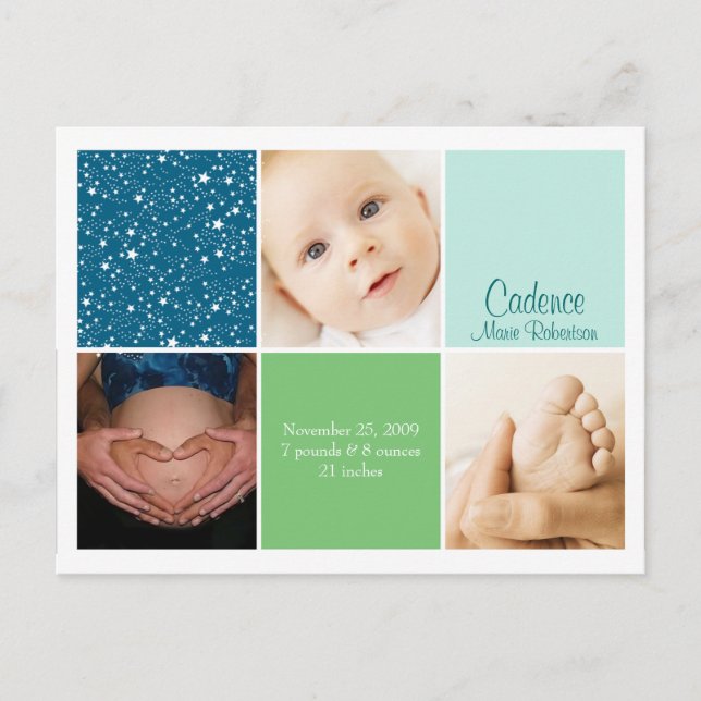 Star 3 Photo Birth Announcement (Front)