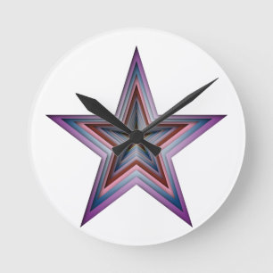 star abstract geometric art round clock