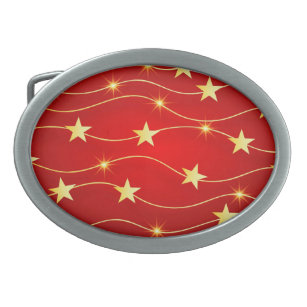 Star Adorned Ruby Red Pattern  Belt Buckle