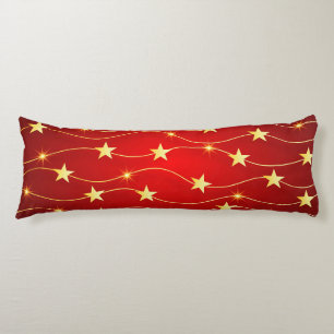 Star Adorned Ruby Red Pattern Body Pillow