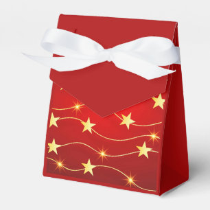 Star Adorned Ruby Red Pattern Favor Box