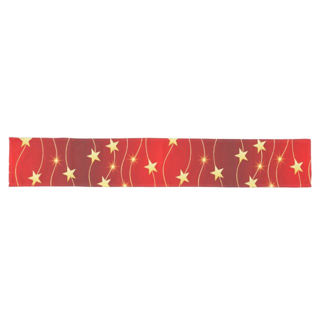 Star Adorned Ruby Red Pattern  Long Table Runner (Horizontal)