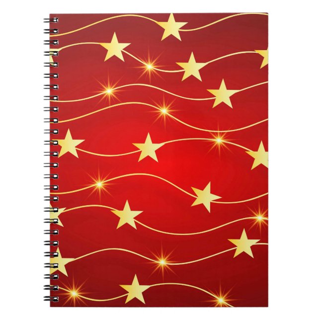 Star Adorned Ruby Red Pattern  Notebook (Front)