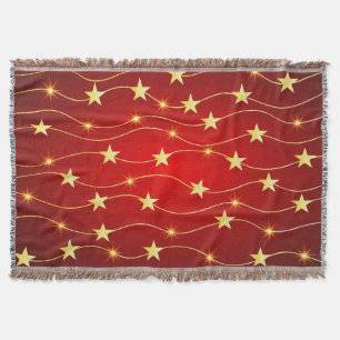 Star Adorned Ruby Red Pattern  Throw Blanket