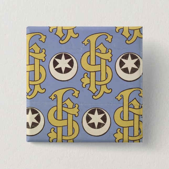 Star and Clef ecclesiastical wallpaper design 2 Inch Square Button (Front)