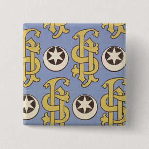 Star and Clef ecclesiastical wallpaper design 2 Inch Square Button