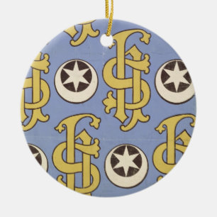Star and Clef ecclesiastical wallpaper design Ceramic Ornament