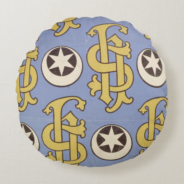 Star and Clef ecclesiastical wallpaper design Round Pillow (Front)