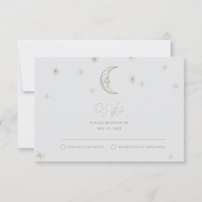 Star and Moon Celestial Wedding RSVP Card (Devant)