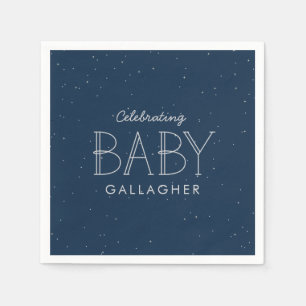 Star baby shower navy blue personalized napkin