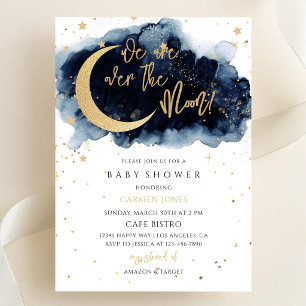 Star Baby Shower Over Moon Invitation