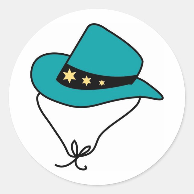 Star Band on Blue Cowboy Hat Classic Round Sticker (Front)