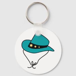 Star Band on Blue Cowboy Hat Keychain