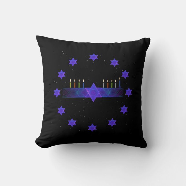 Star Bar Menorah Throw Pillow (Front)