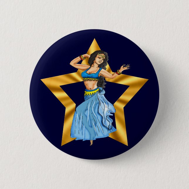 Star Belly Dancing Girl 2 Inch Round Button (Front)