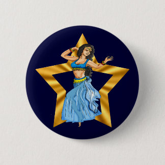 Star Belly Dancing Girl 2 Inch Round Button
