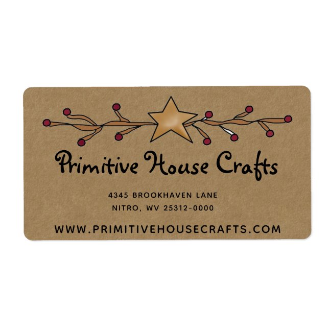 STAR & BERRIES PRIMITIVE SUR KRAFT SHIPPING ÉTIQUE (Devant)