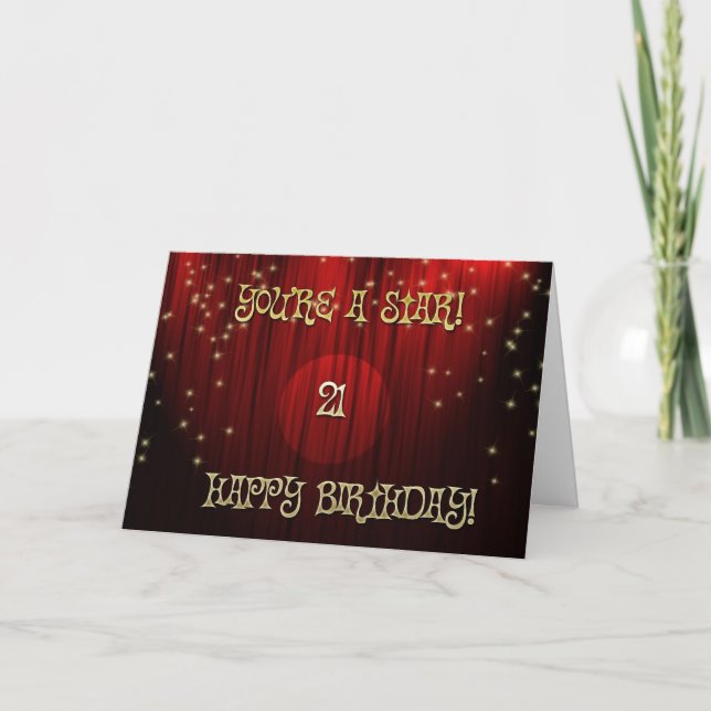 Star Birthday 21 Card (Front)