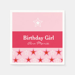 Star Birthday Girl Party, Pink & Red Napkin