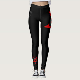 Star - Black Red - Emo - Goth - Leggings