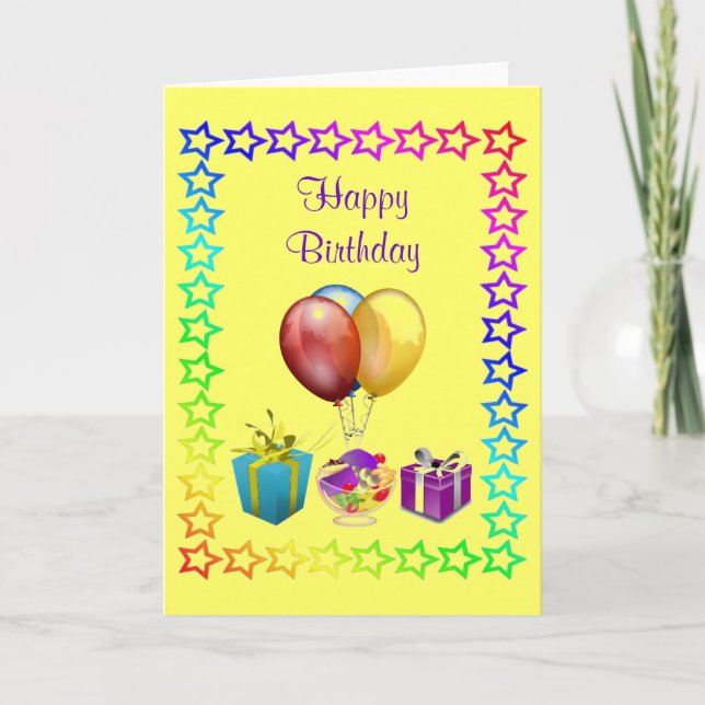 Star Border Birthday Card (Front)