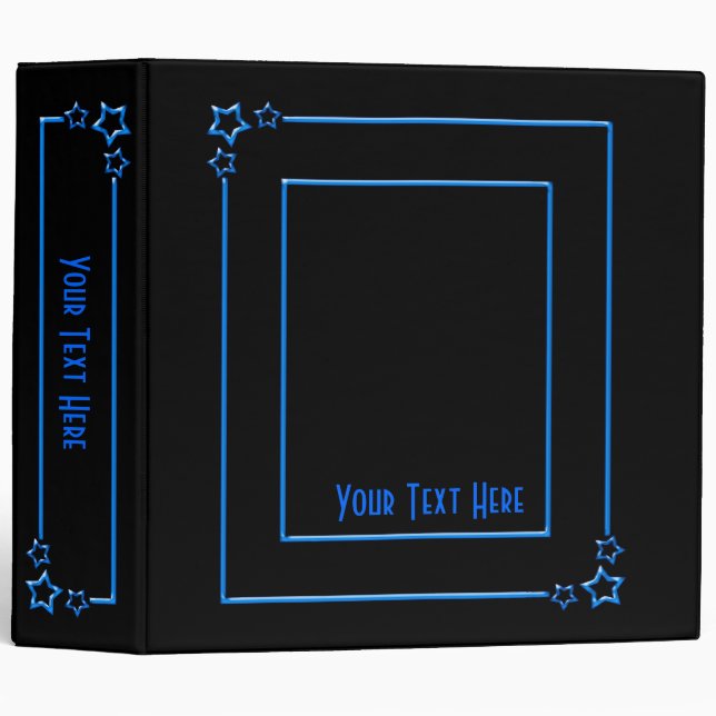 Star Border - Blue Text - 2 inch Binder (Front/Spine)