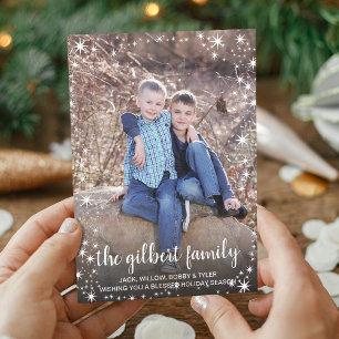 Star Border Family Name Photo Holiday Card