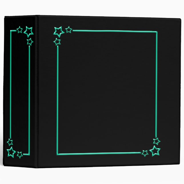 Star Border - Teal - 2 inch Binder (Front/Spine)