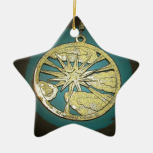 Star break through clouds ceramic ornament