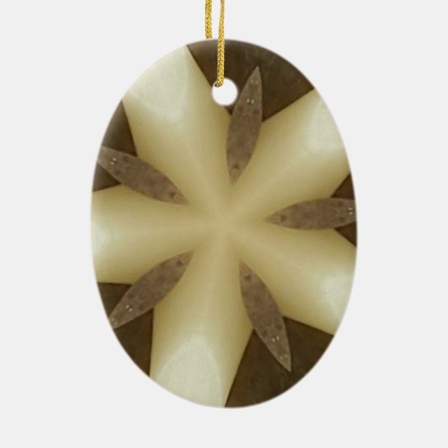 Star Brown White Rustic Design Colours Ceramic Ornament (Back)
