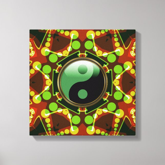 Star Bubbles New Age Yin Yang Wrapped Canvas (Front)