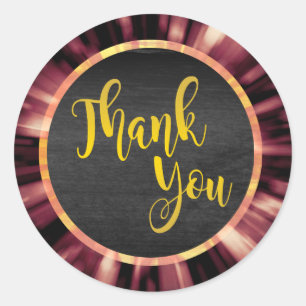 Star Burst Gold Thank You Classic Round Sticker