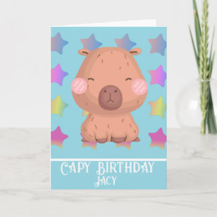 Star Capybara Birthday Cute Card
