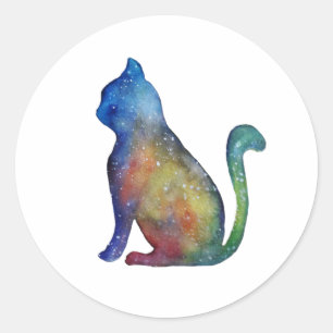 Star cat Classic Round Sticker, Glossy Classic Round Sticker