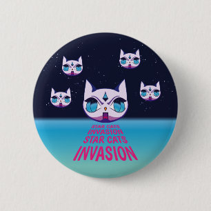 Star Cat Invasion 2 Inch Round Button