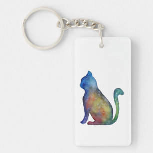 Star cat Rectangle (double-sided) Keychain
