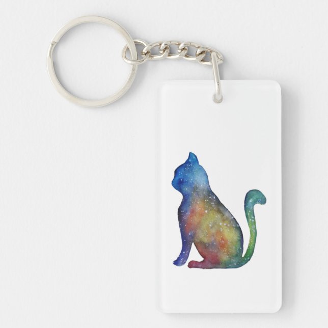 Star cat Rectangle (double-sided) Keychain (Front)