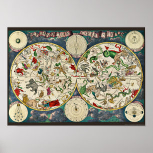 Star Chart Celestial Map Vintage Astronomy