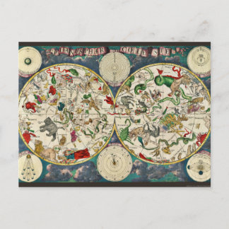 Star Chart Celestial Map Vintage Astronomy Postcard