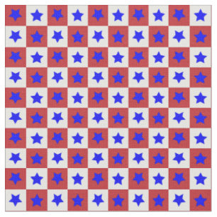 Star Check in Red, Whtie, and Blue Fabric