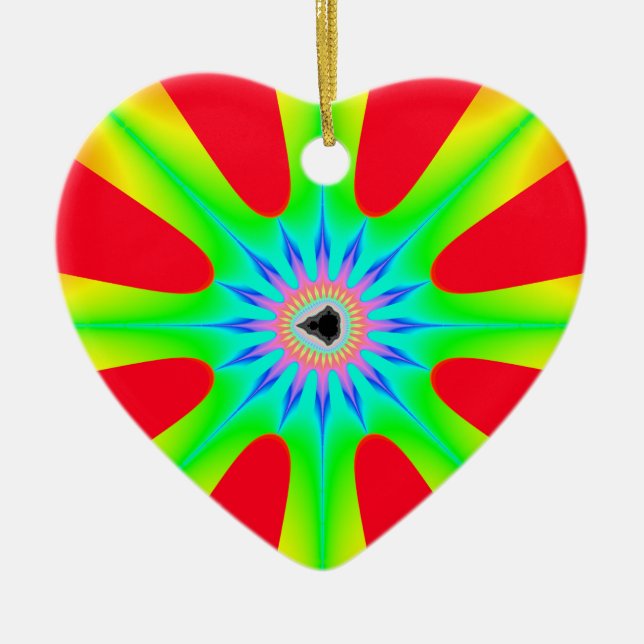 Star Christmas Fractal Ceramic Ornament (Front)