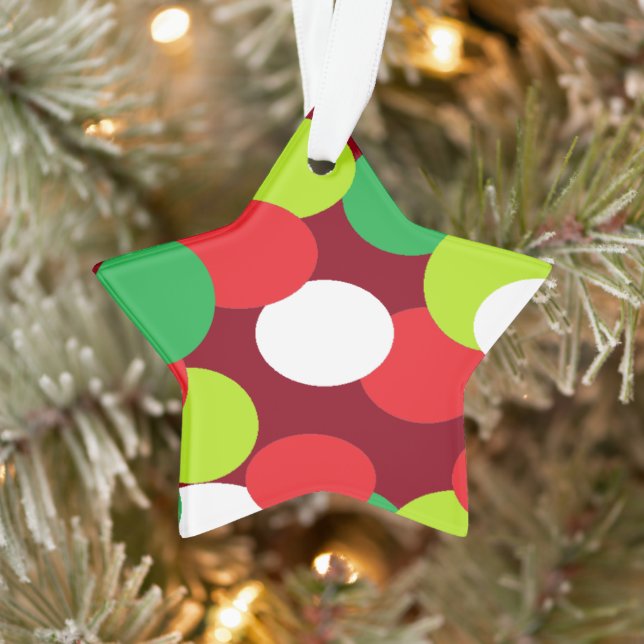 Star Christmas Ornament With Oval Dots Red Green (Tree)